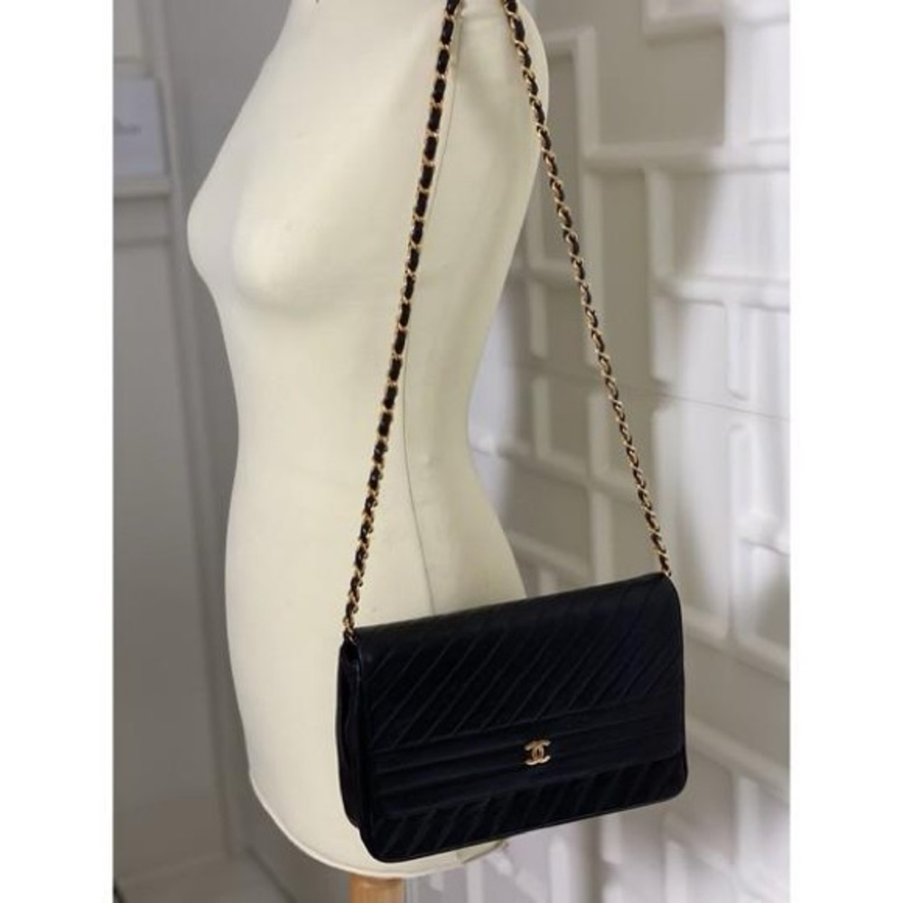 Chanel Classic Flap Quilted Chevron Black Lambskin